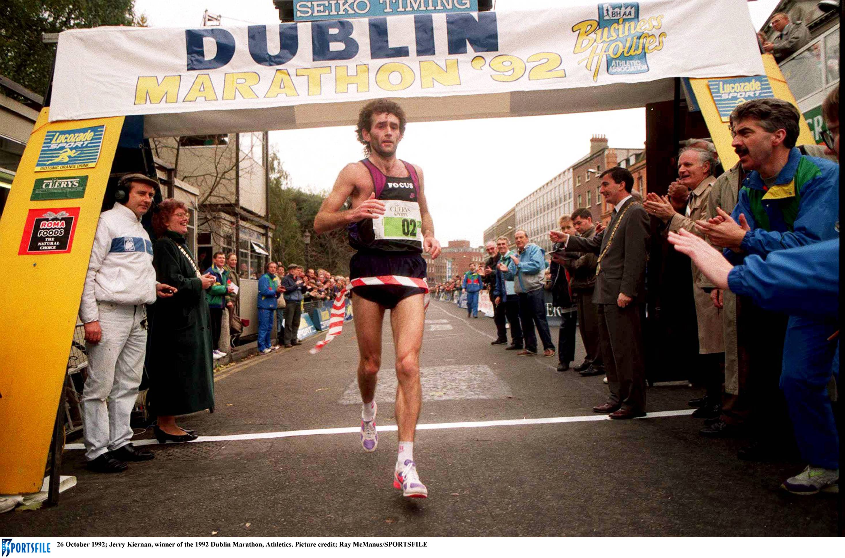 Jerry Kiernan winning the Dublin Marathon in 1992