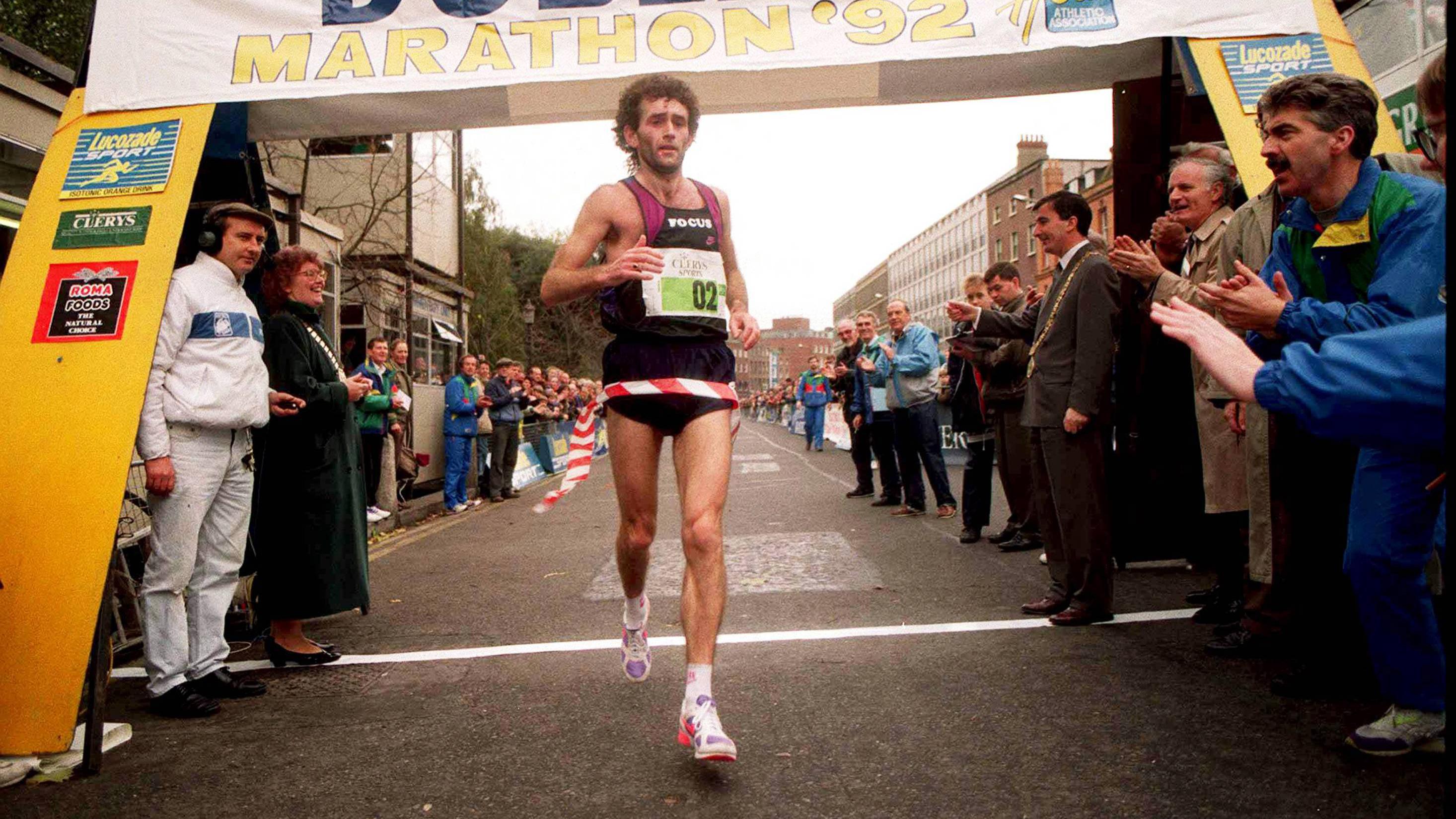 Jerry Kiernan winning the Dublin Marathon 1992