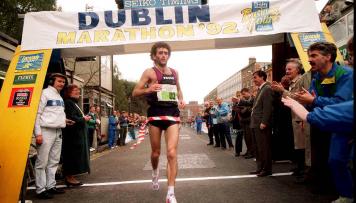 Jerry Kiernan winning the Dublin Marathon in 1992